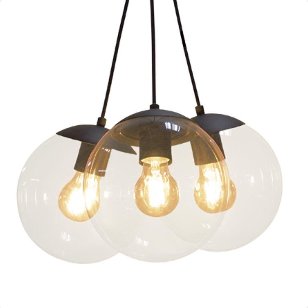 Lustre Pendente Blumenau Globb 3xe27 Bivolt âmbar