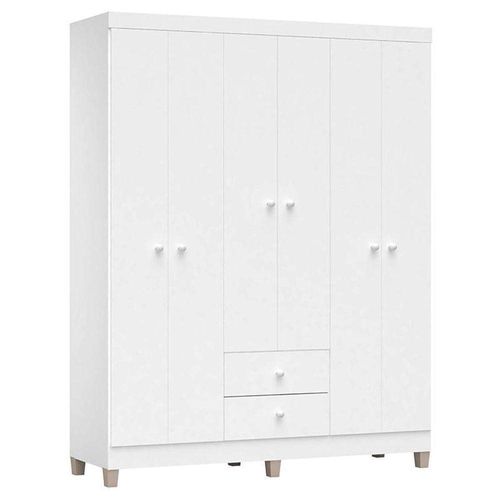 Guarda Roupa Infantil Ternura Baby 6 Portas Branco Brilho – Incorplac