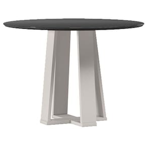 Mesa De Jantar 100x100 Cm Isabela Com Vidro Off White Preto – New Ceval