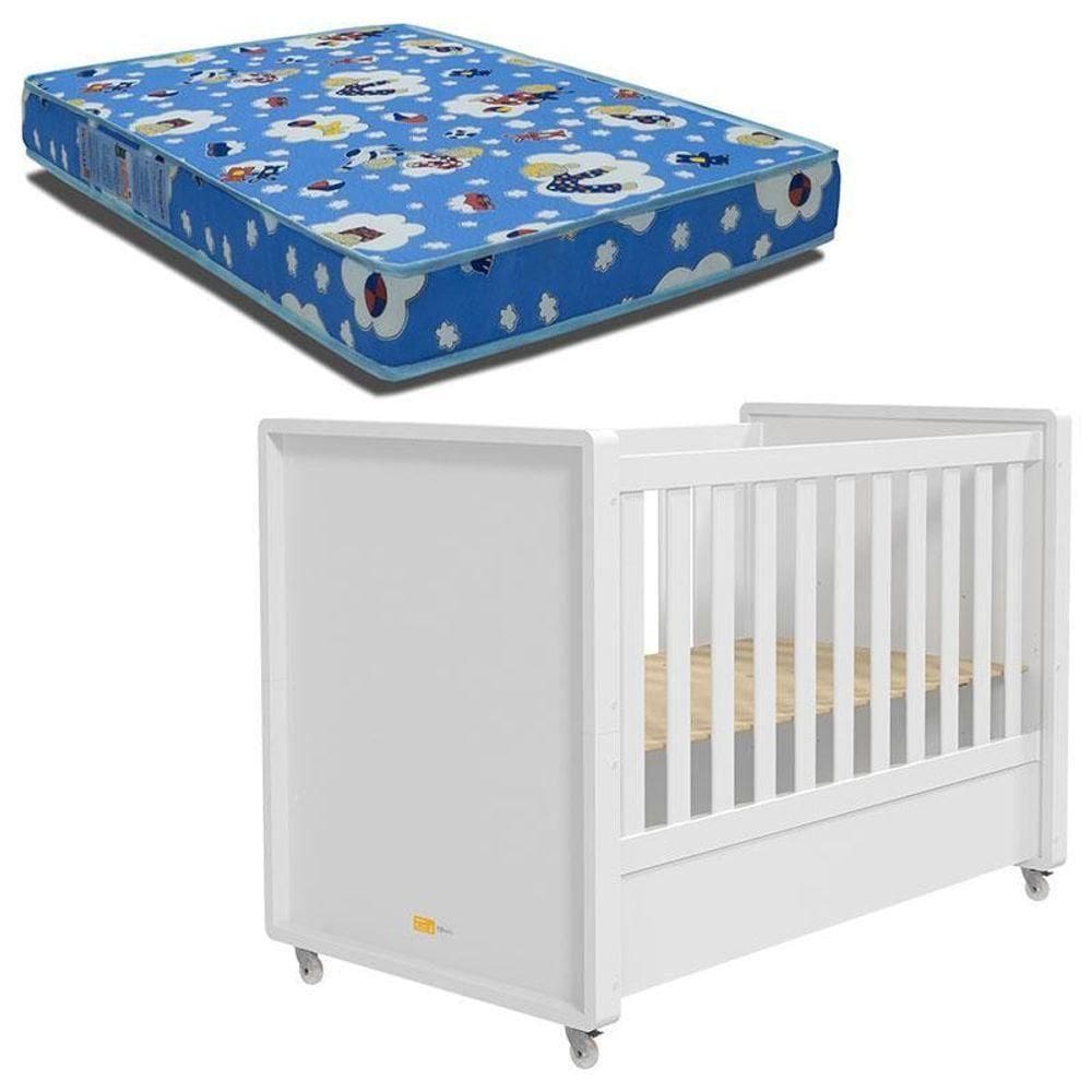 Berço Americano Tutto New Branco Acetinado E Colchão Phisical 70/130 Ortobom - Matic