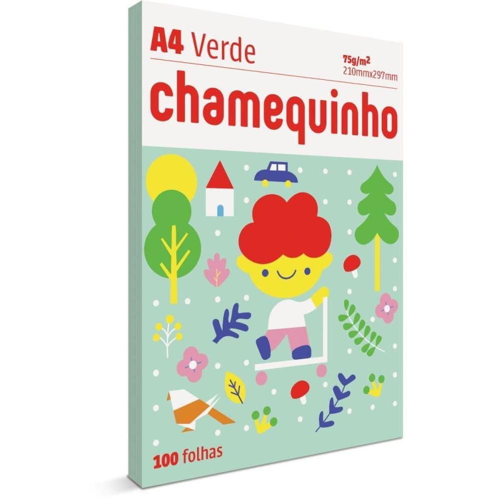 Papel Sulfite A4 Colorido Chamequinho 75g Verde 100fls