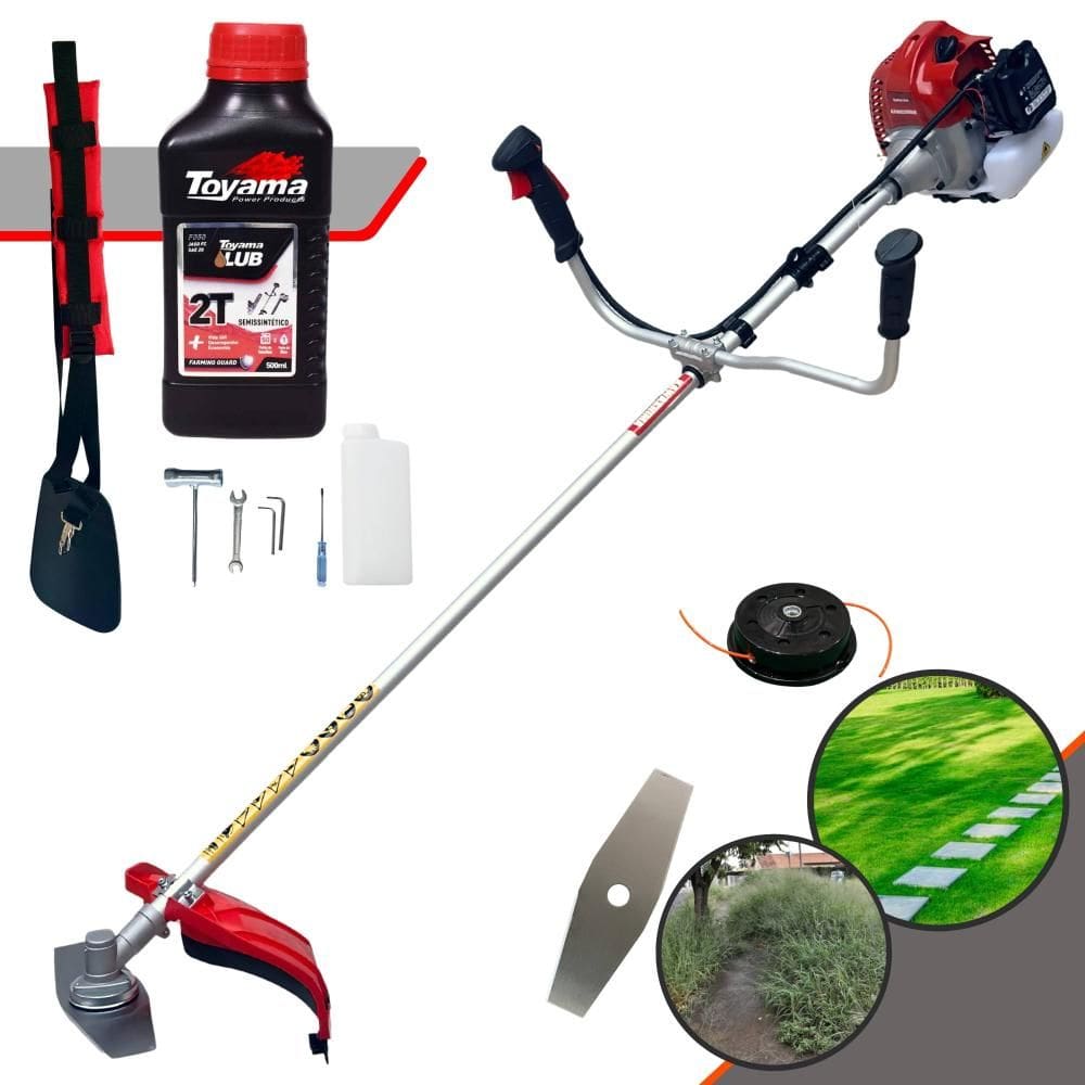 Roçadeira Robusta À Gasolina Kawashima BCJ431L 43cc 1,7HP de Potência 2 Tempos Alta Rotação Completa Com Carretel + Faca 2 Pontas + ÓLEO TOYAMA FG50
