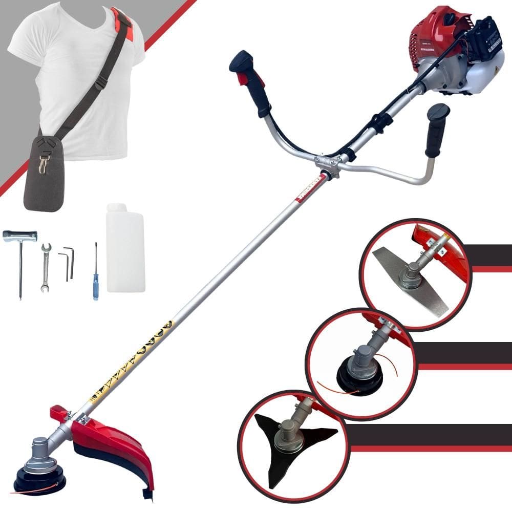 Roçadeira Multifuncional Kawashima BCJ431L 2 Tempos 43cc 1,7HP de Potência Cortador de Grama Com Cabeçote de Nylon + Lâmina 2 Pontas + Lâmina 3 Pontas