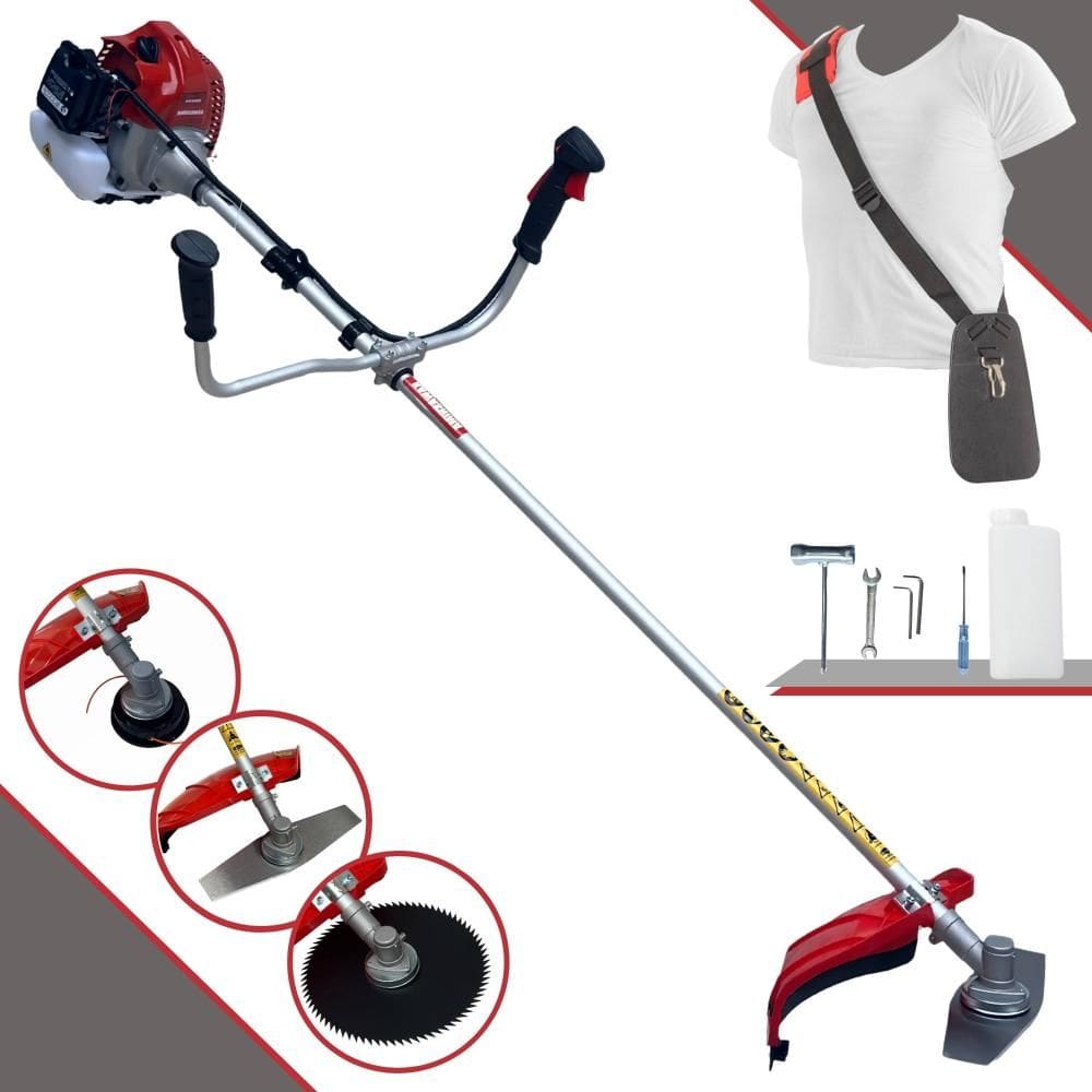 Roçadeira Profissional Kawashima BCJ431L 2 Tempos 43cc 1,7HP de Potência Cortador de Grama Com Cabeçote de Nylon + Lâmina 2 Pontas + Lâmina 80 Dentes