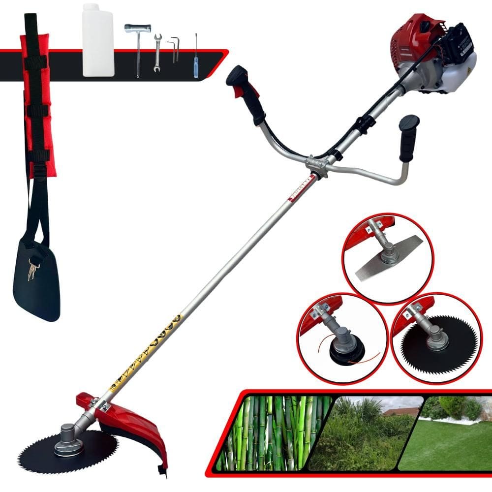 Cortador de Grama À Gasolina Kawashima BCJ431-L 2T 43cc 1,7HP de Alta Performance Completa Com Carretel de Nylon + Lâmina 2 Pontas + Lâmina 80 Dentes