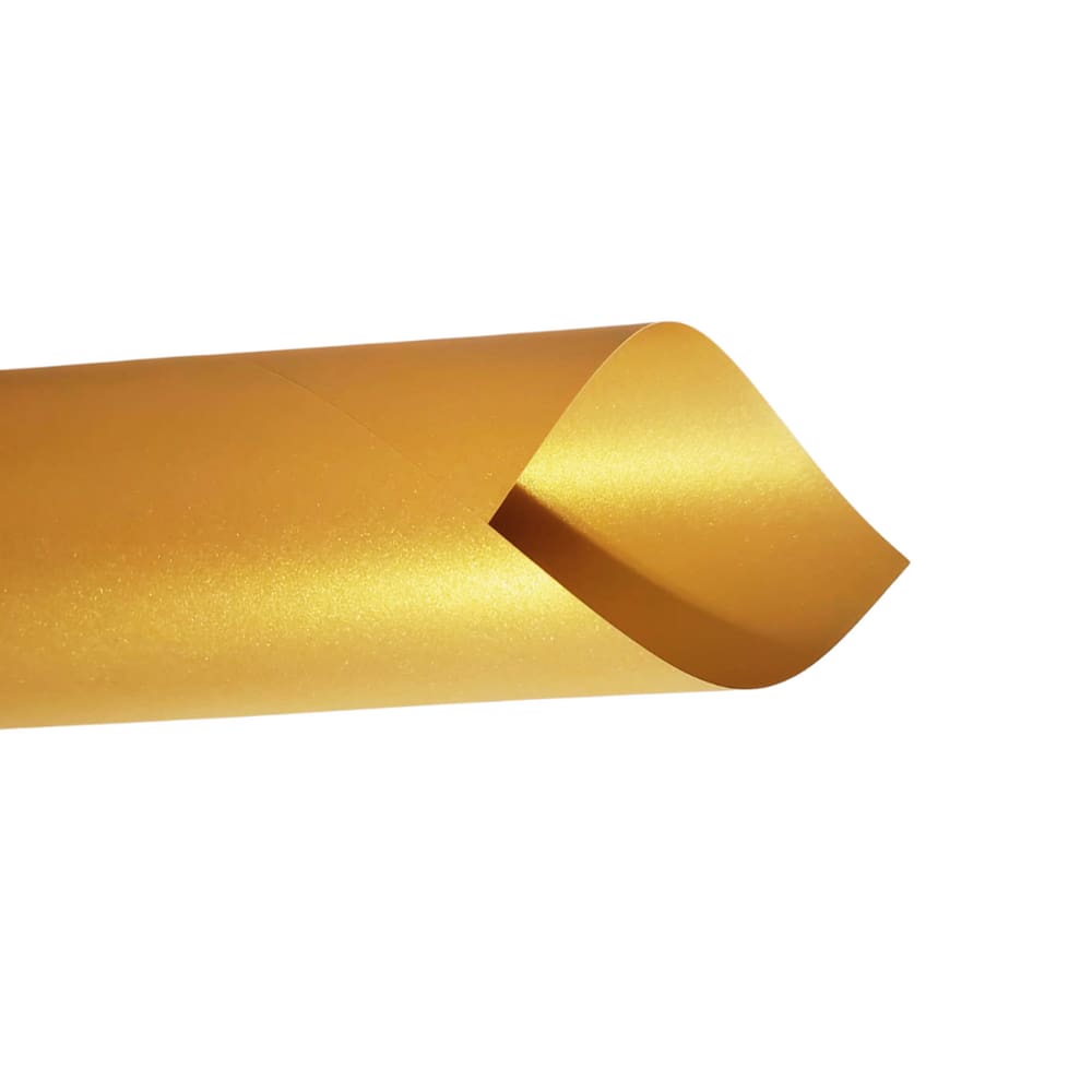 Papel Perolado 180g – Formato A4 - Citrino Dourado Frente e Verso - 20 folhas