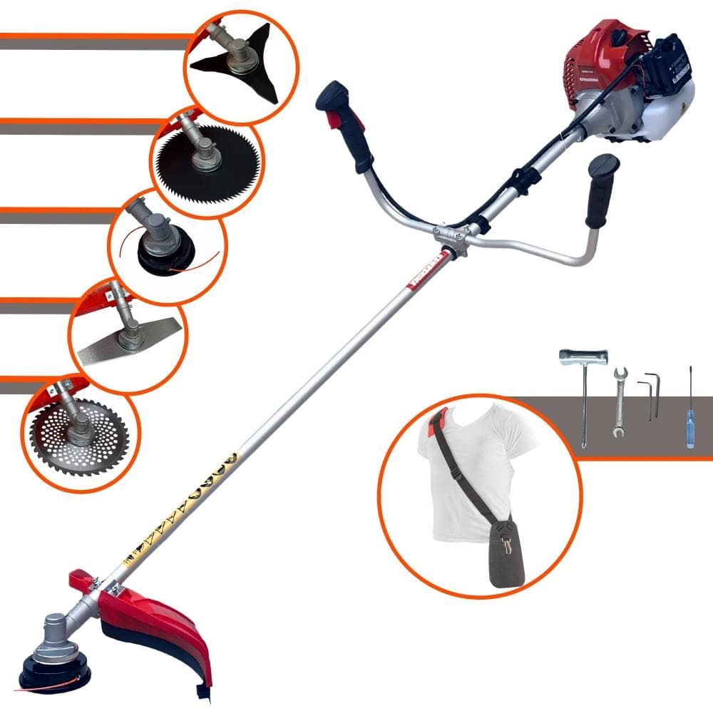 Roçadeira Lateral Kawashima BCJ431-L À Gasolina 2T 43cc 1,7HP 10.000rpm Robusta e de Alta Performance Com Carretel de Nylon e Kit 4 Lâminas de Cortes