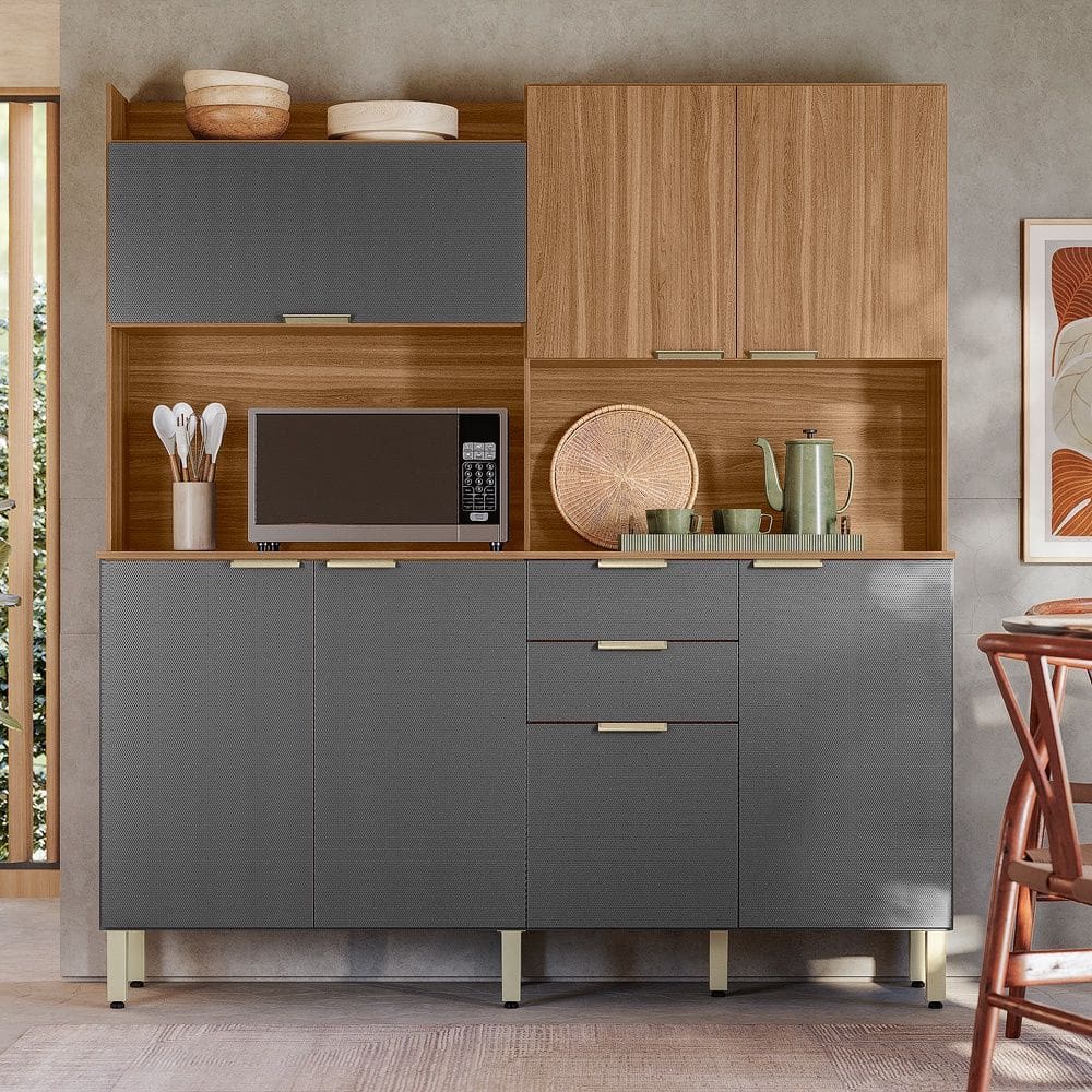 Cozinha Compacta Pitaya Amêndola Touch Grafito Prime TX Demóbile