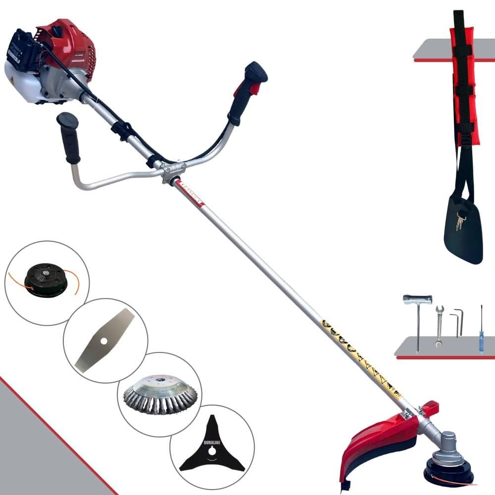 Roçadeira Multifuncional BCJ431L Kawashima À Gasolina 43cc 1,7HP Alta Rotação C/ Carretel + Faca 2 Pontas + Faca 3 Pontas + Escova de Aço 38 Cerdas