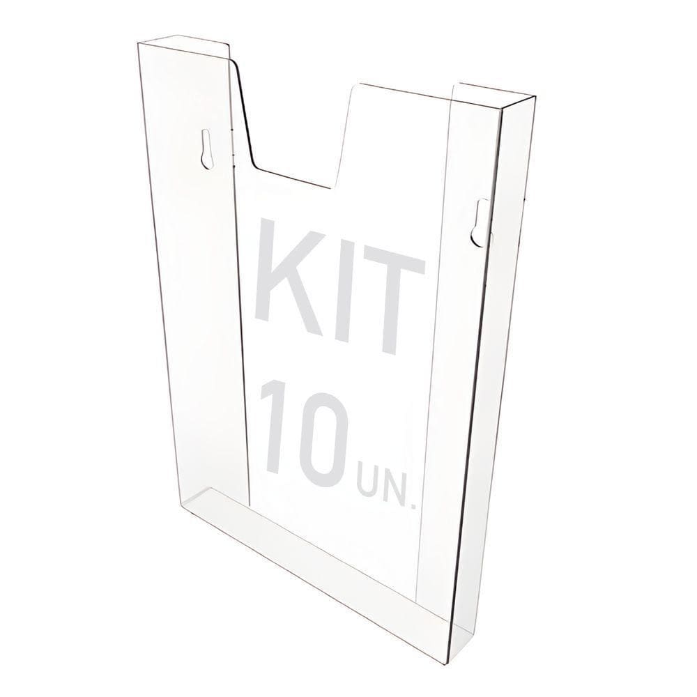 Kit 10 Displays Porta Folha Prontuário Parede A4 Acrílico Ps