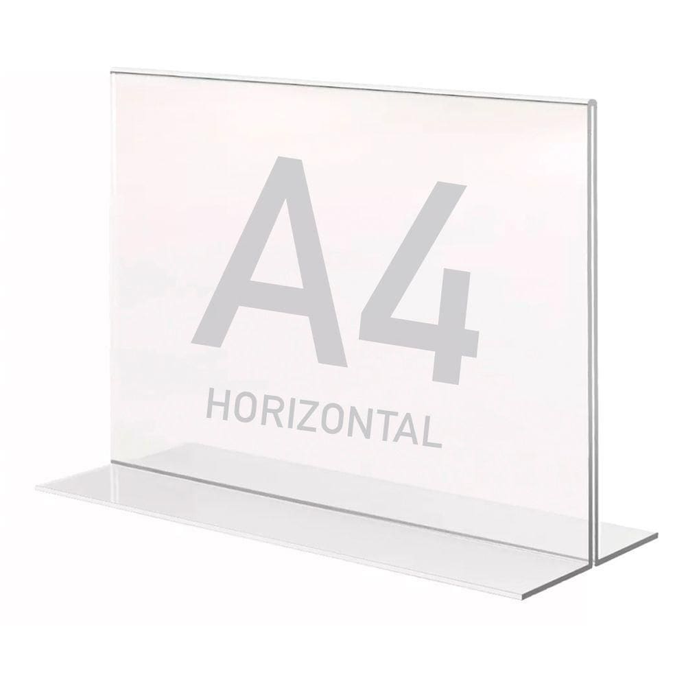 Display Expositor T A4 21x30cm Horizontal Acrílico Ps Balcão