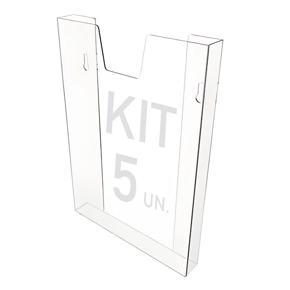 Kit 5 Displays Porta Folha Prontuário Parede A4 Acrílico Ps