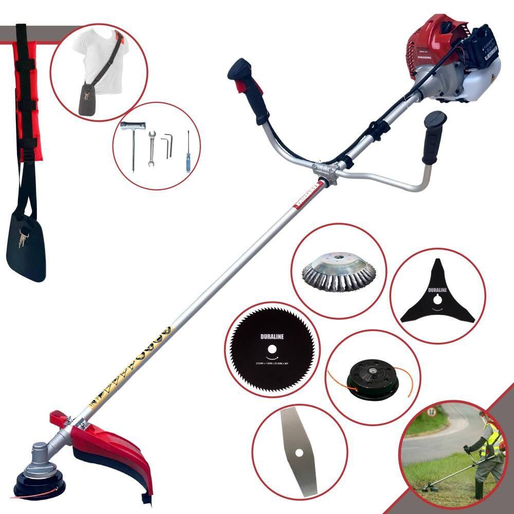 Roçadeira Kawashima BCJ431-L À Gasolina 2T 43cc 1,7HP Completa Com Carretel de Nylon + Faca 2 Pontas + Faca 3 Pontas + Faca 80 Dentes + Escova de Aço