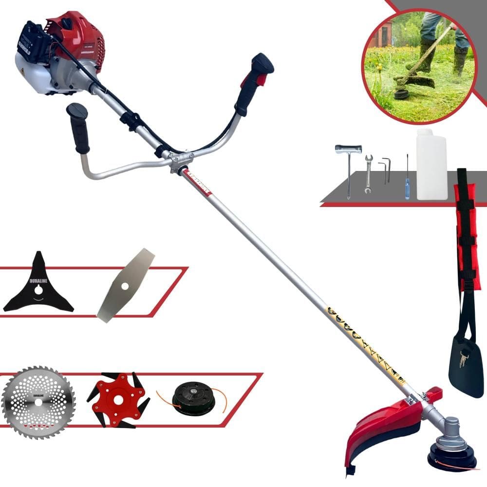 Roçadeira Kawashima BCJ431L À Gasolina 2T 1,7HP 43cc Com Lâmina Facão + Lâmina 3 Pontas + Lâmina 6 Pontas + Lâmina 40 Dentes de Vídea + Carretel Nylon
