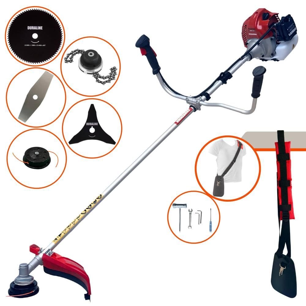 Roçadeira À Gasolina BCJ431-L 2T 43cc 1,7HP de Alta Performance Completa Com Carretel e Faca 2 Pontas + EXTRA Faca 3 Pontas, Faca 80 Dentes e Trimmer