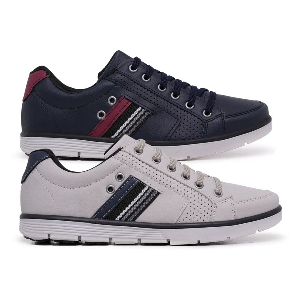 Kit 2 Sapatênis Masculinos com Zíper e Cadarço Elástico