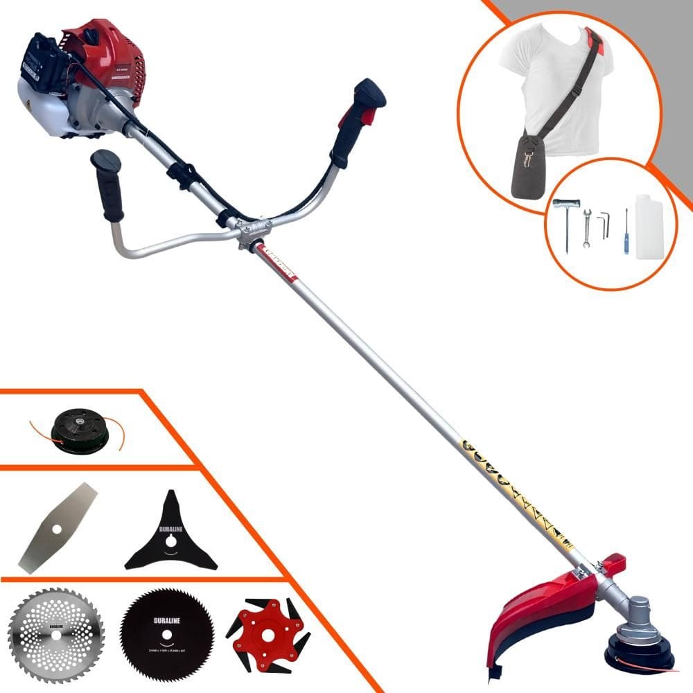 Roçadeira Profissional Completa Kawashima BCJ431-L À Gasolina 2T 43cc 1,7HP de Potência Alta Rotação Com Carretel de Nylon + Kit 5 Lâminas de Cortes