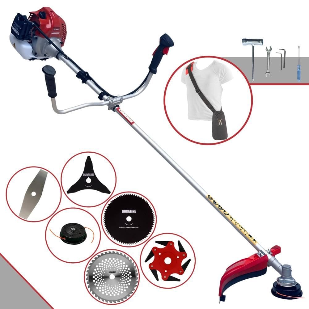 Roçadeira Multifunções Kawashima BCJ431L À Gasolina 43cc 1,7HP Alta Rotação Para Todos os Tipos de Trabalho Com Carretel + Kit de 5 Lâminas de Cortes