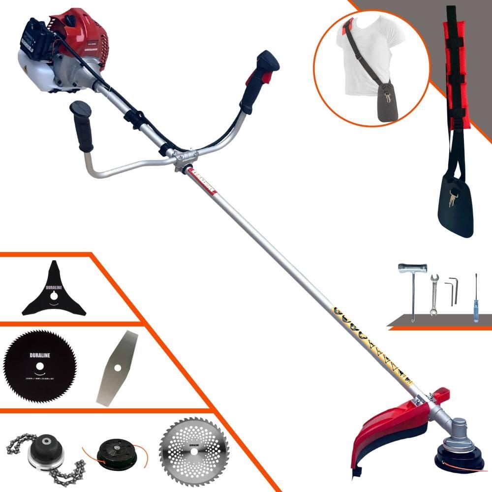 Roçadeira BCJ431L Kawashima À Gasolina 2T 43cc 1,7HP Alta Rotação 6 Em 1 Com Carretel + Facas 2 Pontas + 3 Pontas + 40 Dentes + 80 Dentes + Trimmer