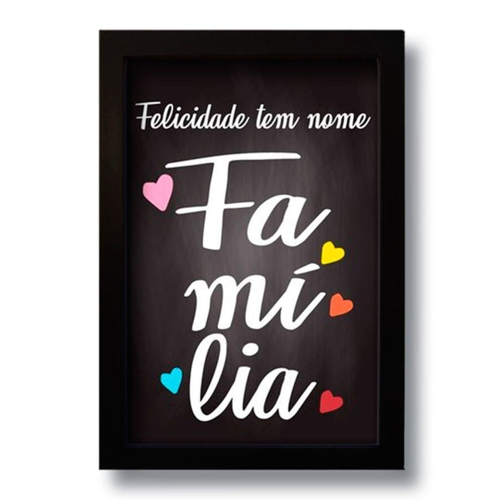 Quadro Decorativo Frase Família Para Sala Quarto 33x43 Cm