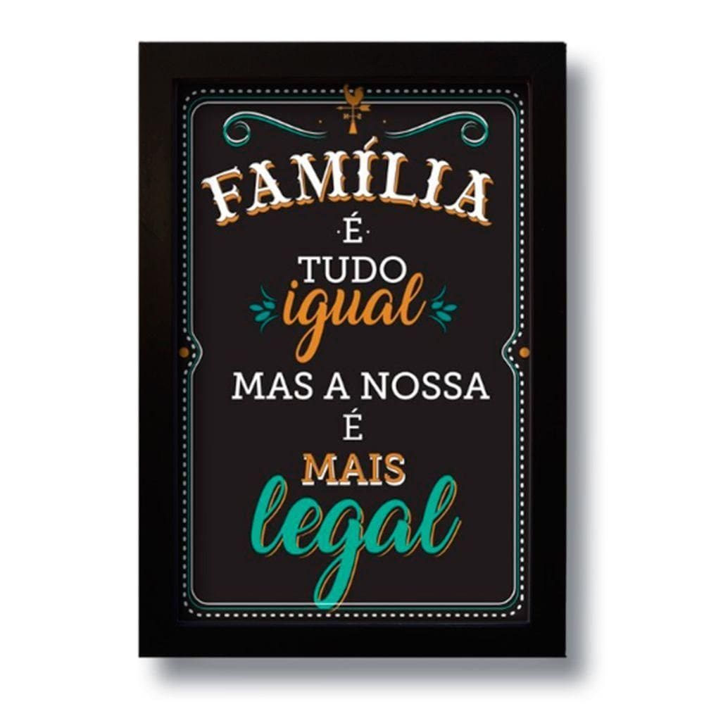 Quadro Decorativo Frase Família Para Sala Quarto 33x43 Cm