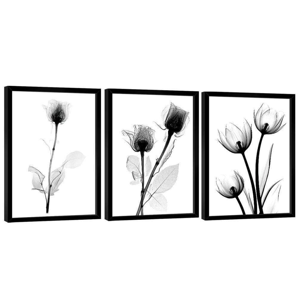Quadro Decorativo Trio Flor Estilo Desenho