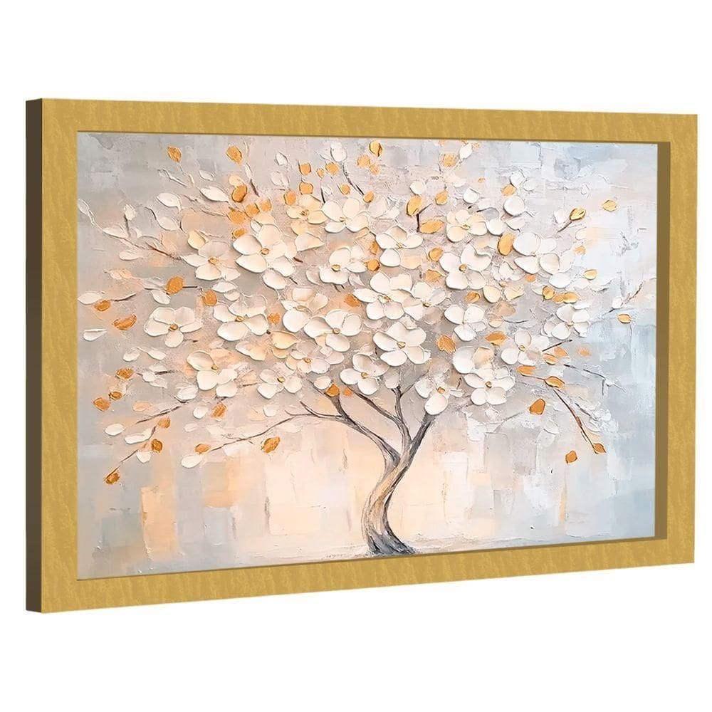 Quadro Decorativo árvore De Flores Brancas