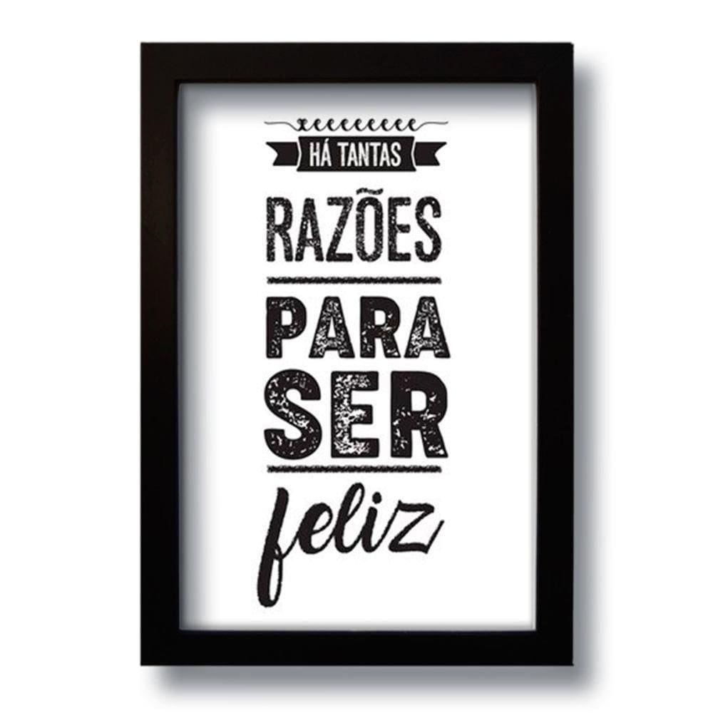 Quadro Decorativo Frase Motivacional Ser Feliz 33x43 Cm
