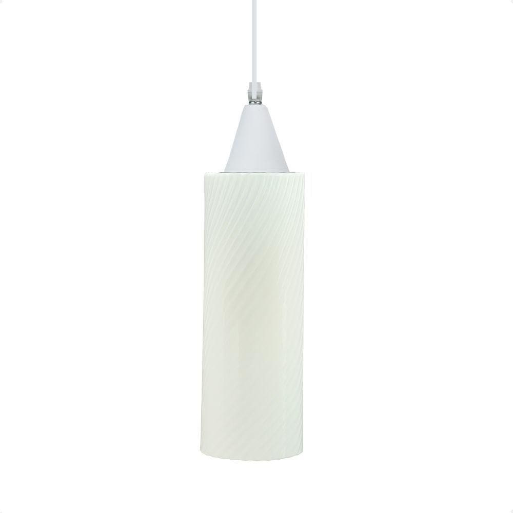 Lustre Pendente Taschibra Anne 20cm Leitoso E27 Bivolt Branco