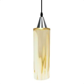 Lustre Pendente Taschibra Anne Murano Leitoso âmbar E27 Bivolt Prata