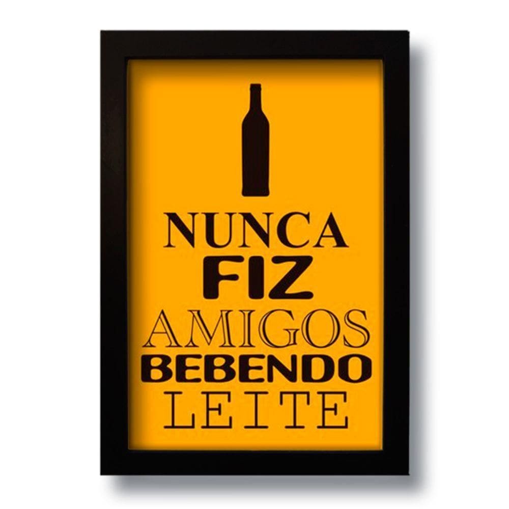 Quadro Decorativo Frase Amigos E Bebida 33x43 Cm