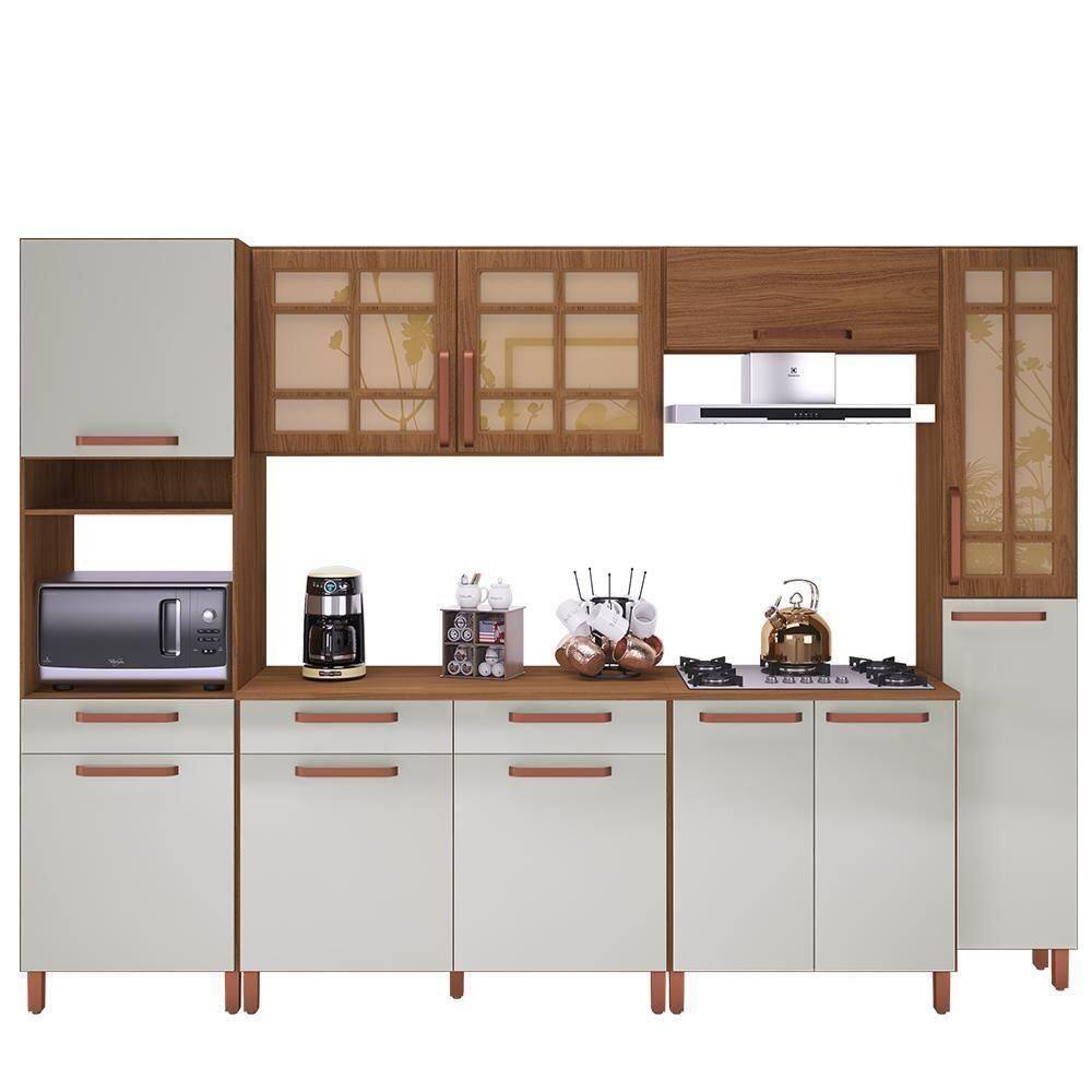Cozinha Modulada Monza 6 Peças Com Torre Quente 1 Forno Freijó/off White - Indékes Freijó/off White
