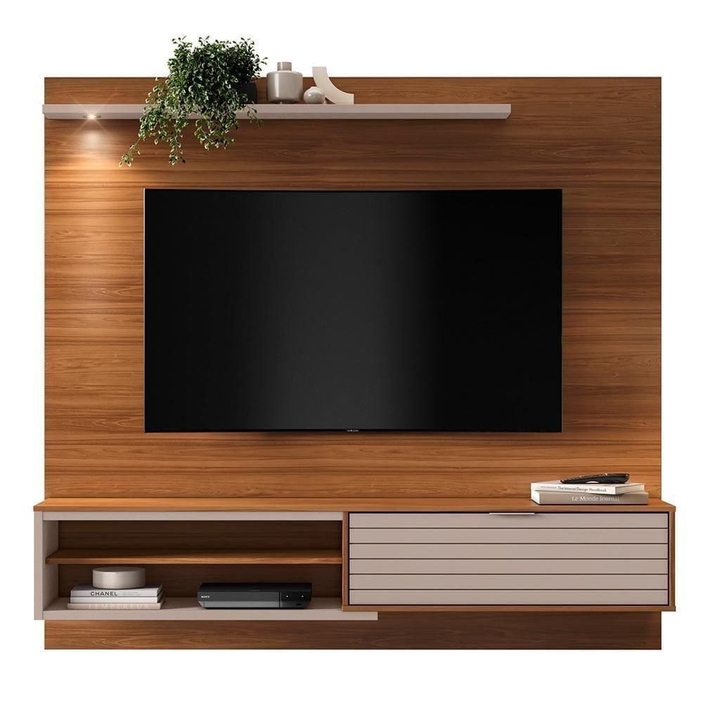 Home Suspenso Trenton 183cm Cinamomo Mel/grigio Fosco Para Até 70” - Mobler Cinamomo Mel/grigio Fosco