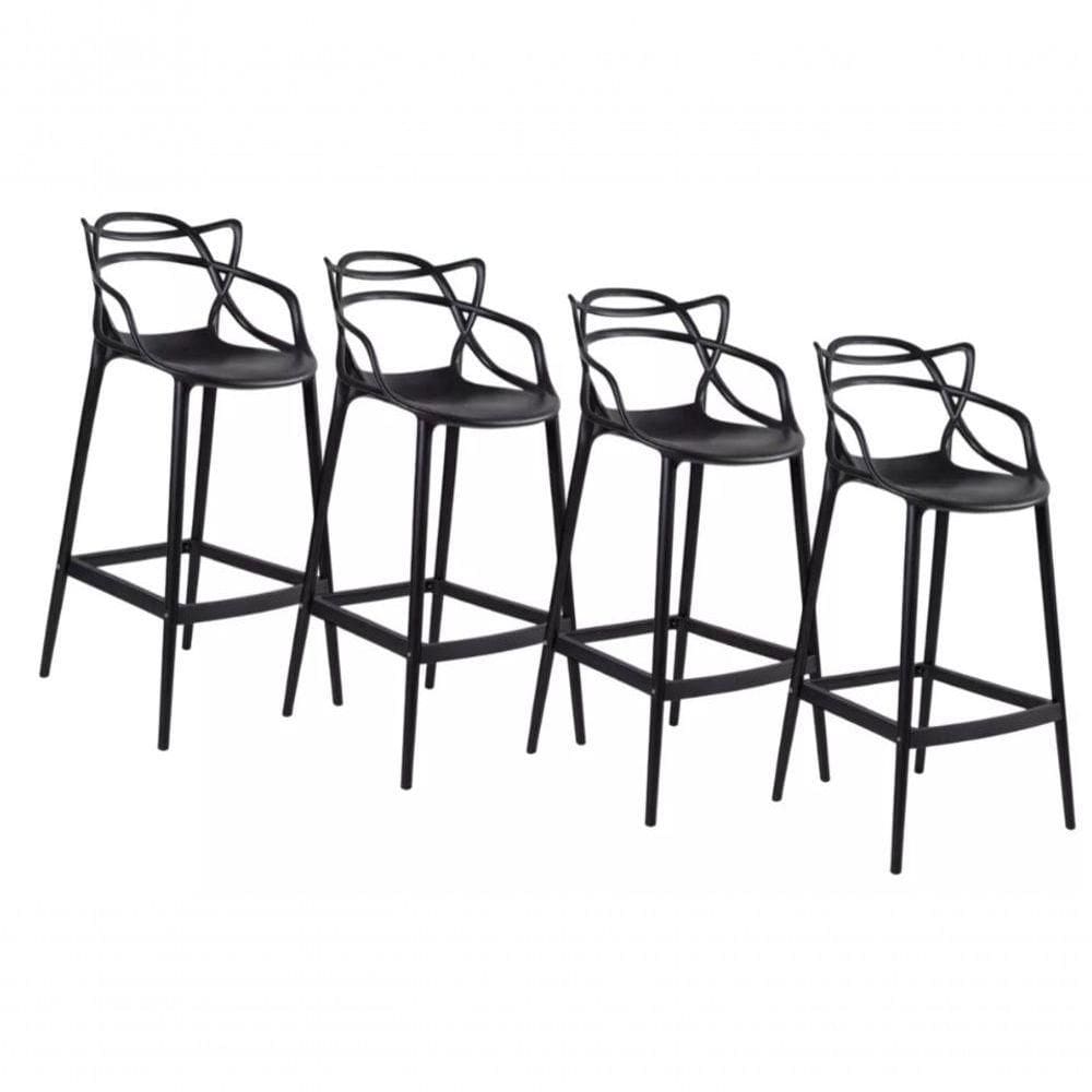 Conjunto C/4 Banqueta Allegra Alta Master Preta Cozinha Americana Balcão Polipropileno