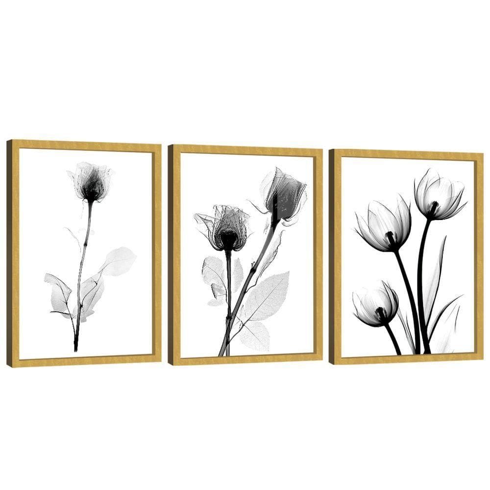 Quadro Decorativo Trio Flor Estilo Desenho