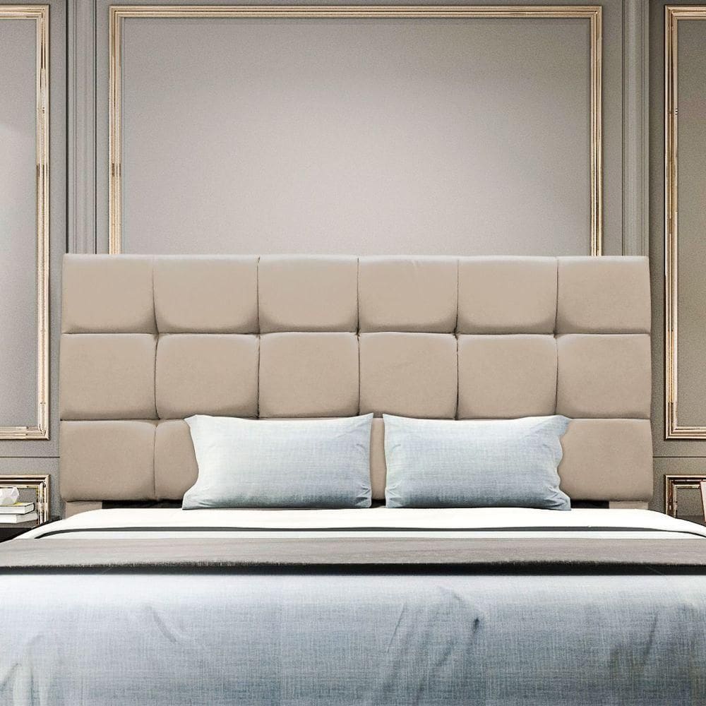 Cabeceira Cama Box Estofada King 195 Cm Costa Rica Suede Bege
