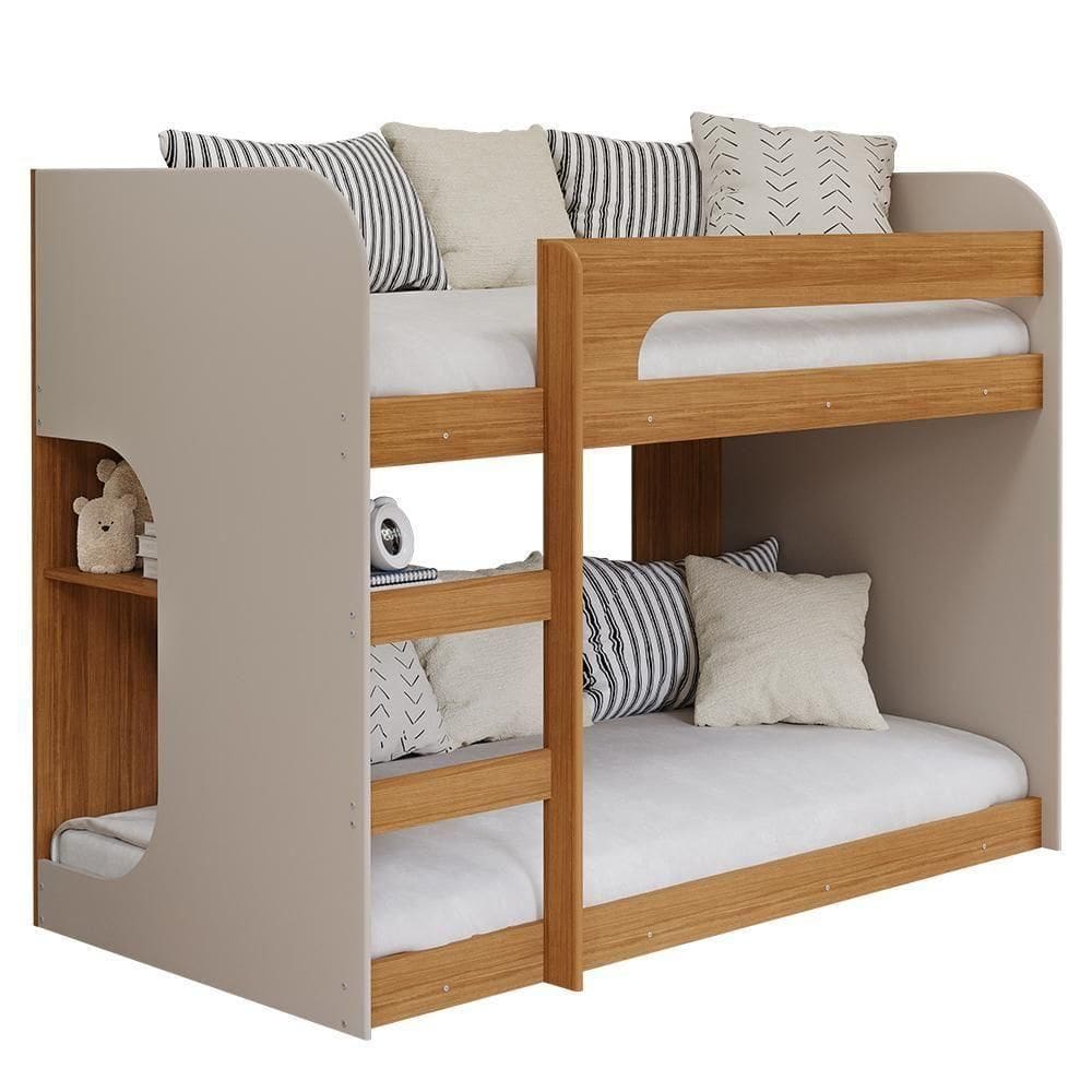 Beliche Montessoriana Ema Nature/off White Com Proteção E Colchões Light D33 - Permóbili Baby Nature/off White