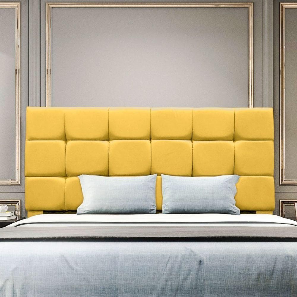 Cabeceira Cama Box Estofada King 195 Cm Costa Rica Suede Amarelo