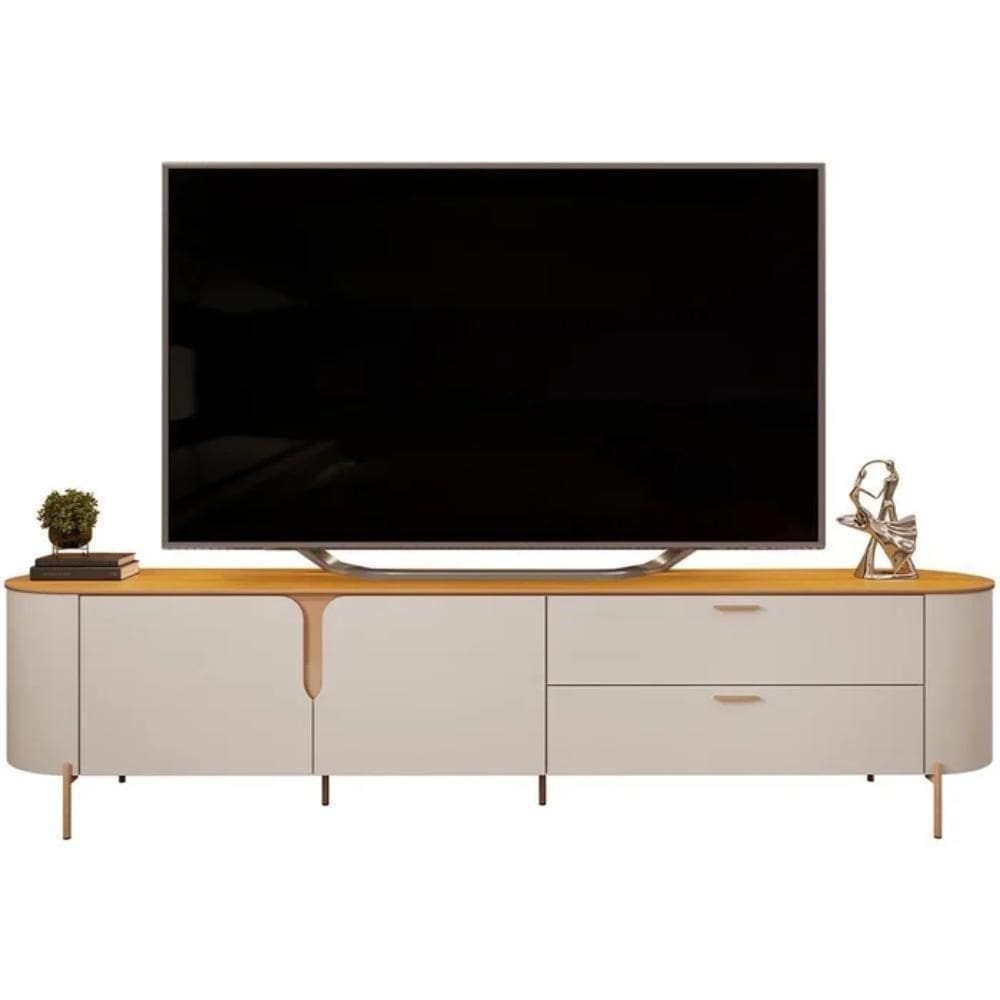 Rack Para Até 75 Polegadas 2 Portas 2 Gavetas Com Led Celine Off White 240cm