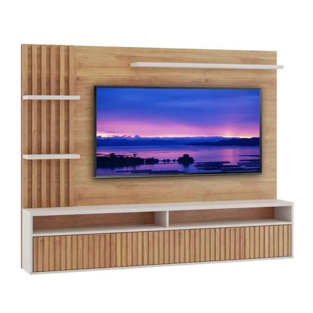 Painel Home Para Até 65 Polegadas 1 Porta Versalhes Mel E Off 180cm