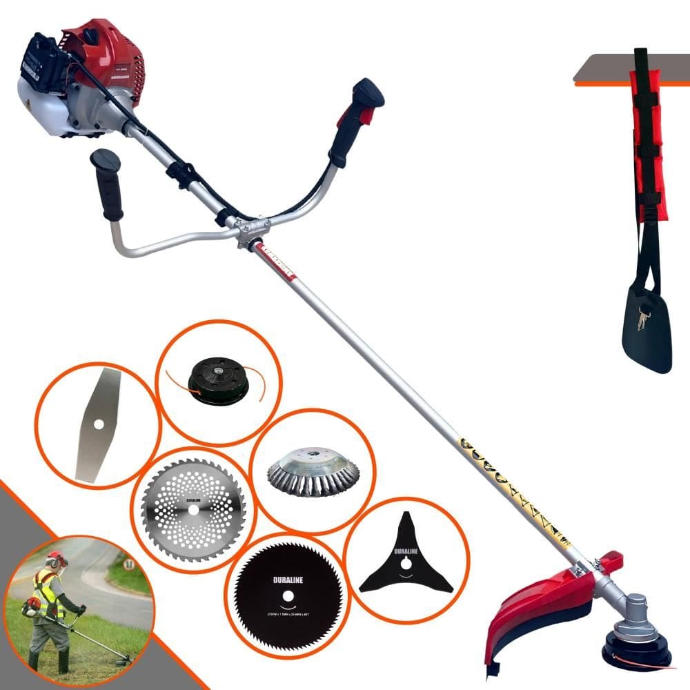 Roçadeira Lateral Kawashima BCJ431-L À Gasolina 6 Em 1 Com Carretel Nylon + Lâmina 2 Pontas + Lâmina Vídea + Disco 80 Dentes + Escova de Aço 38 Cerdas