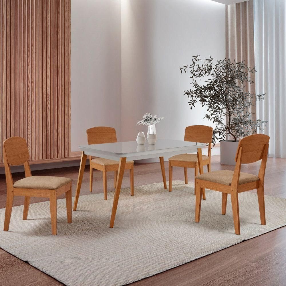 Mesa De Jantar Copper 120cm Tampo Mdf Vidro 4 Cad Copper Turim 07 /off / /serig Off