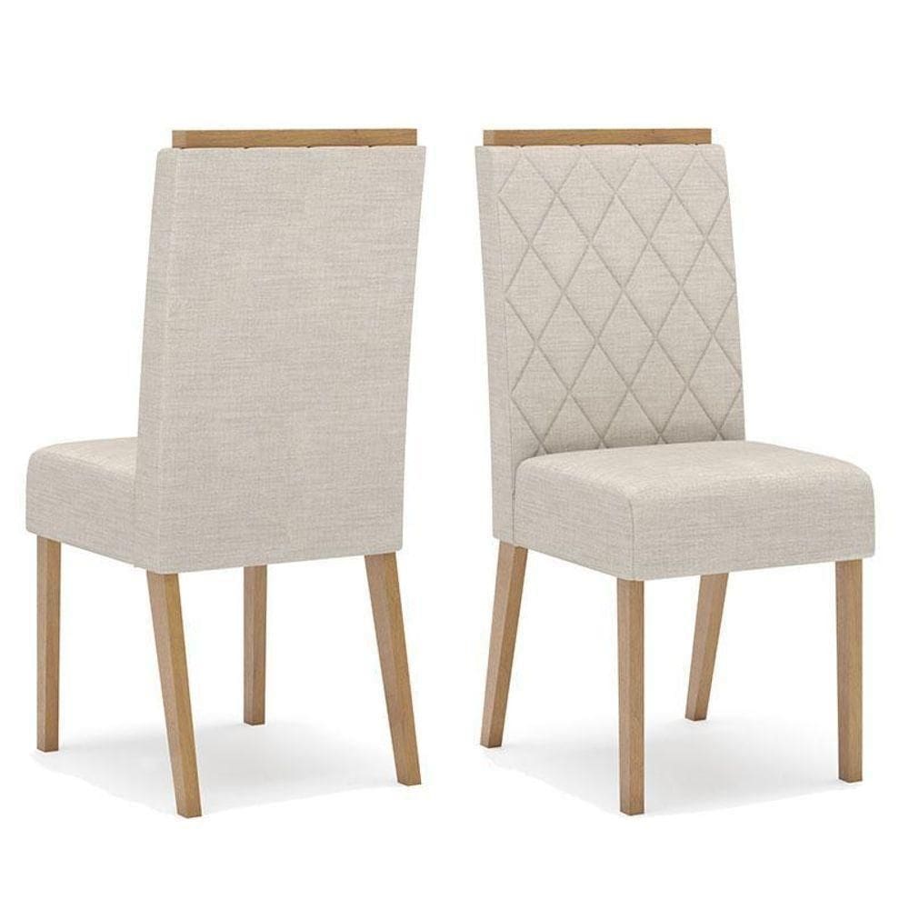 Cadeira Para Mesa De Jantar Nina Kit 2 Peças Nature Linho - Henn