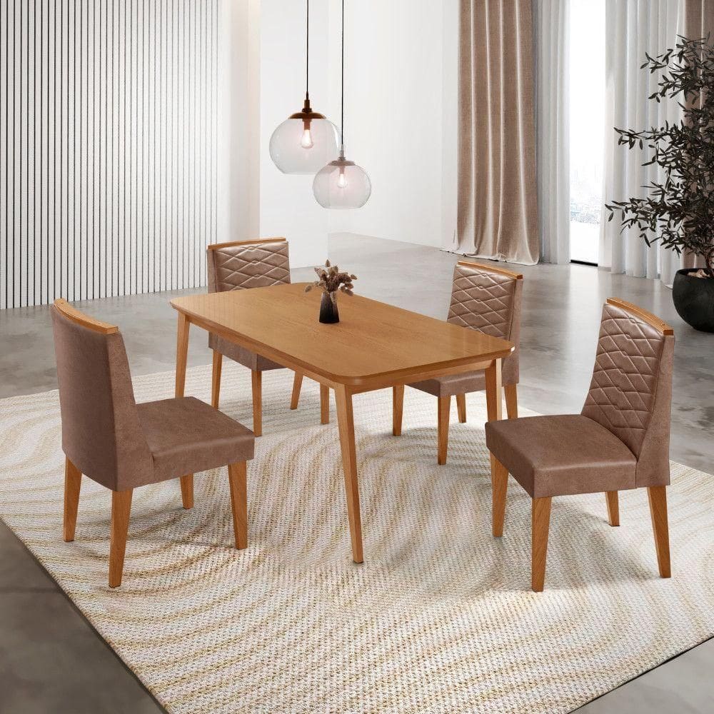 Mesa De Jantar Copper 120cm Tampo Mdf Com 4 Cadeiras Eloise Tork//