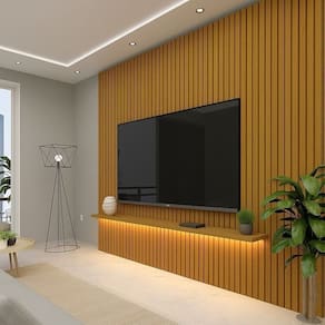 Painel para TV até 90 Polegadas Ripado com LED 280cm 100% MDF Nobre Naturale