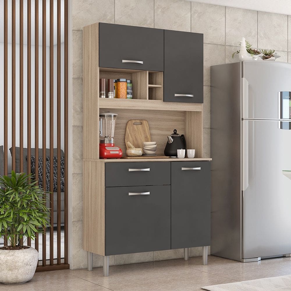 Cozinha Compacta Malta Avena Touch Grafito Demóbile