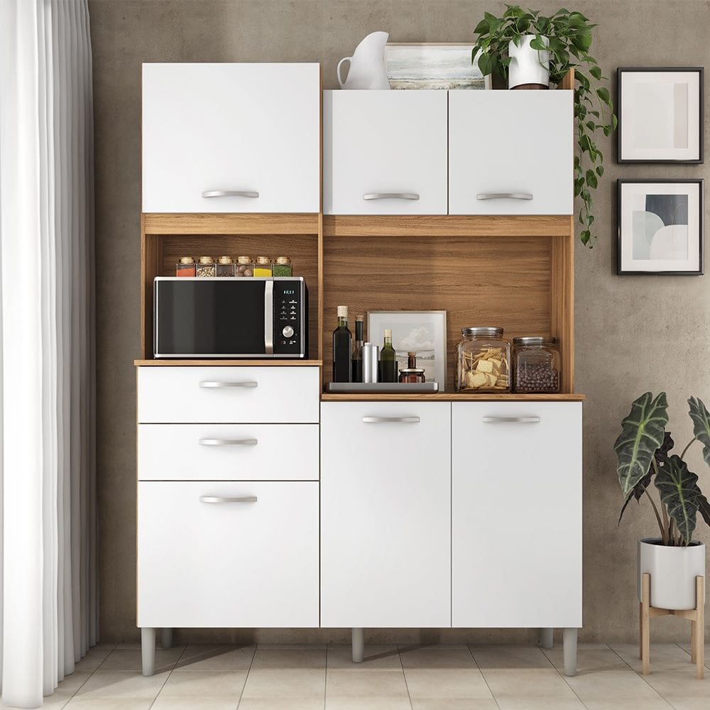 Cozinha Compacta Harmonia Amêndola Touch Branco Demóbile