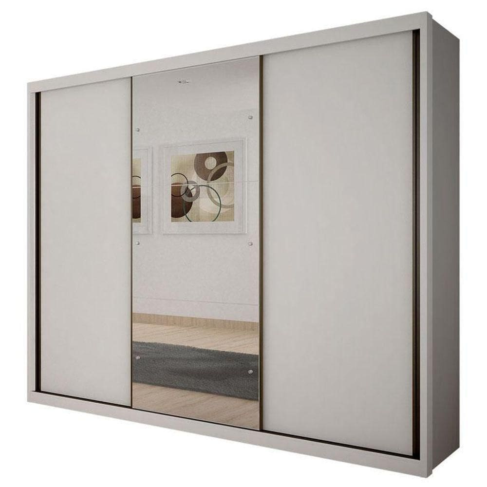 Guarda Roupa Casal Palazzo 3 Portas 6 Gavetas Neve Com Espelho – Horizonte
