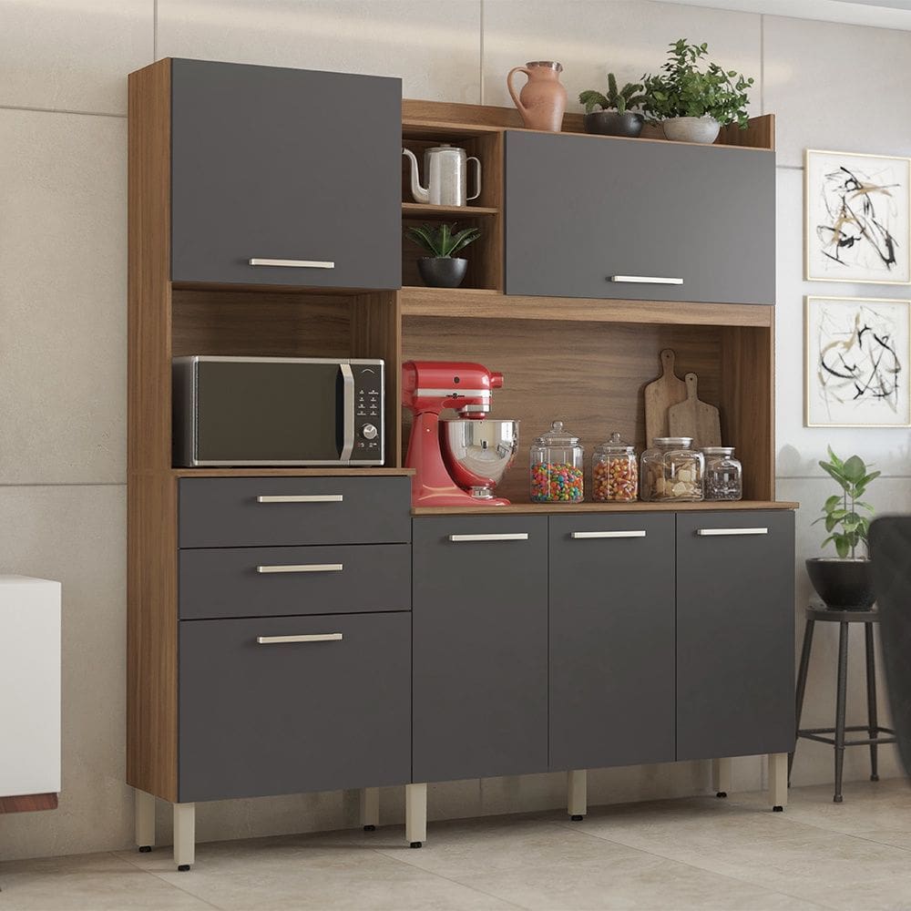 Cozinha Compacta Select Amêndola Touch Grafito Demóbile