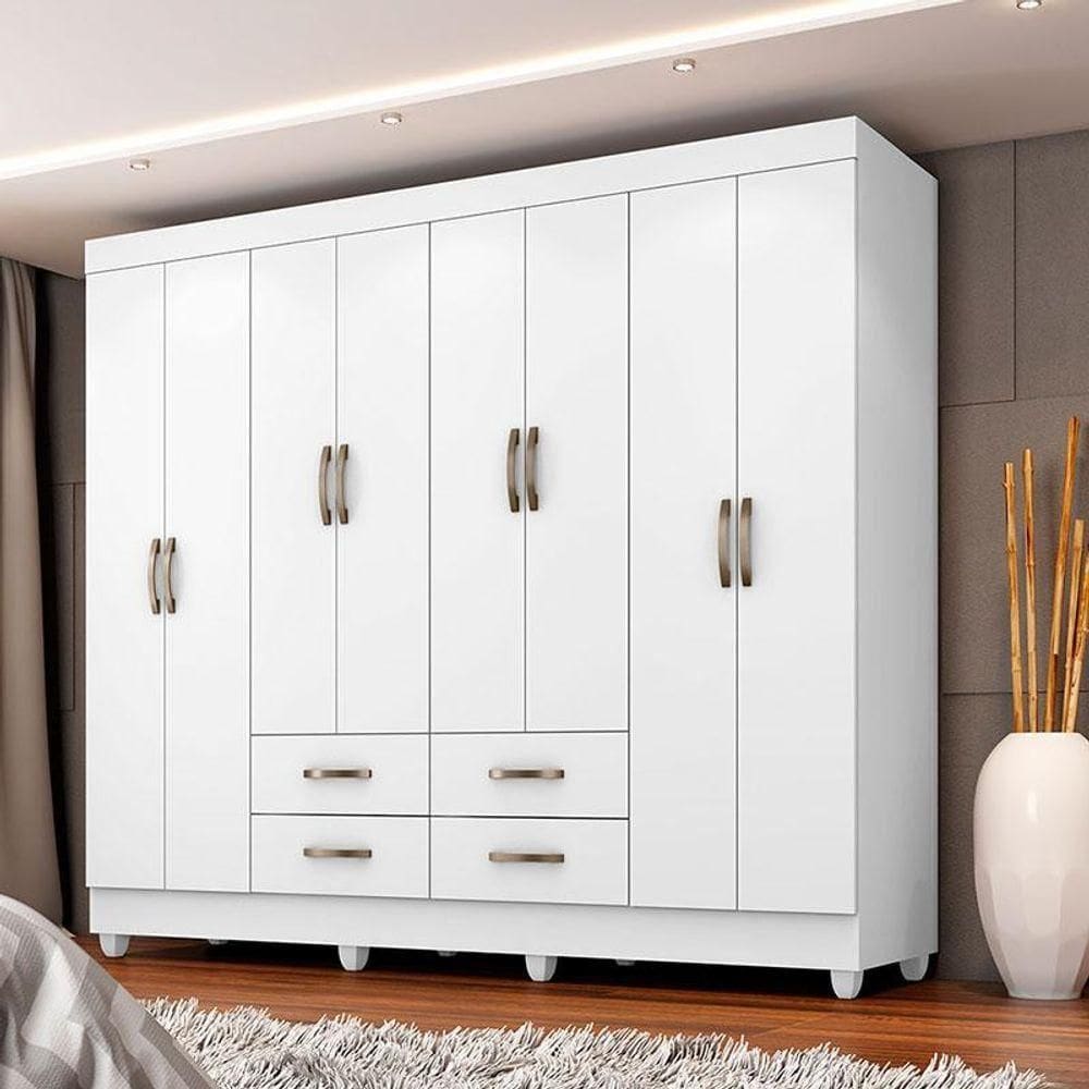 Guarda Roupa Casal Ambiente Porto 8 Portas Branco – Móveis Leão